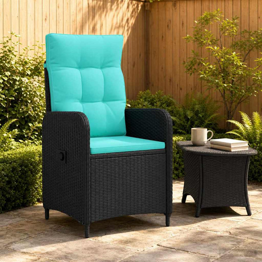 Verstelbare tuinstoel Zwart en Turquoise poly rattan