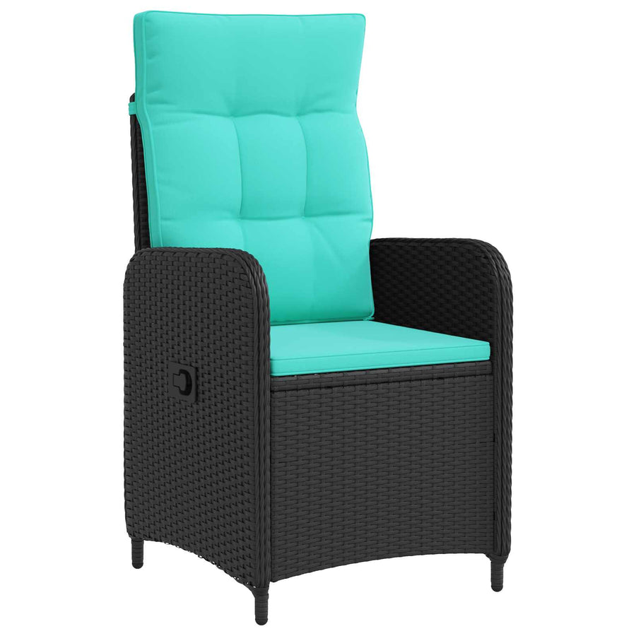 Verstelbare tuinstoel Zwart en Turquoise poly rattan