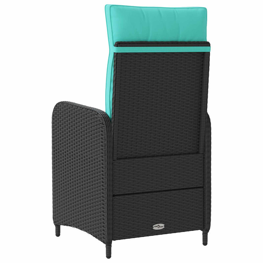 Verstelbare tuinstoel Zwart en Turquoise poly rattan