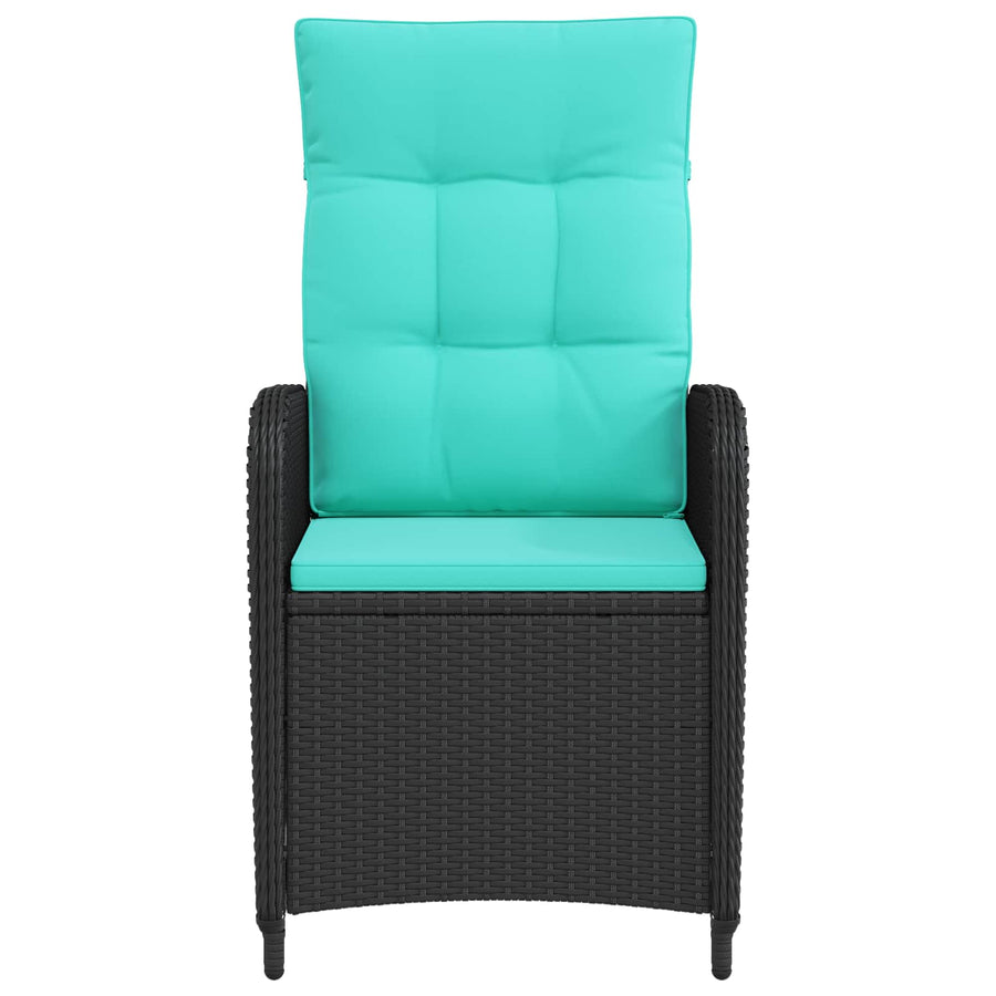 Verstelbare tuinstoel Zwart en Turquoise poly rattan