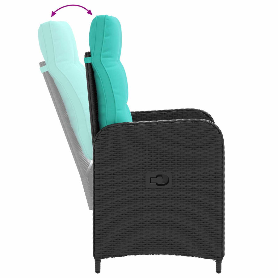 Verstelbare tuinstoel Zwart en Turquoise poly rattan