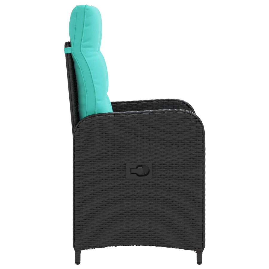 Verstelbare tuinstoel Zwart en Turquoise poly rattan