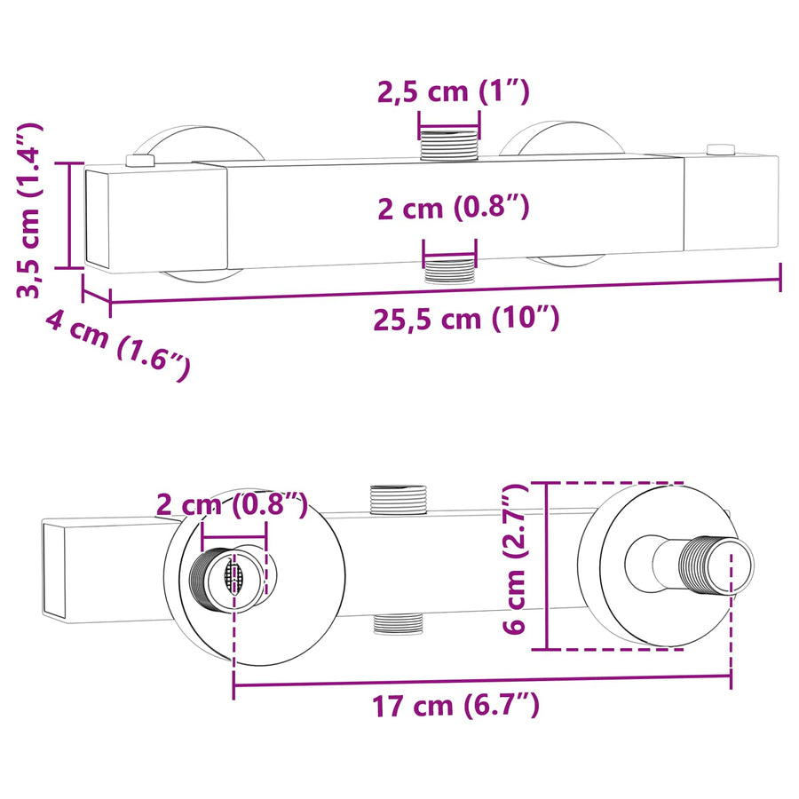 Thermostatische douchemixer RVS 201 25,5 x 7 x 6 cm zilver