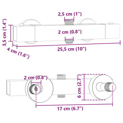 Thermostatische douchemixer RVS 201 25,5 x 7 x 6 cm Zwart