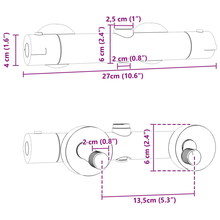 Thermostatische douchemixer RVS 201 27 x 8 x 6 cm zilver