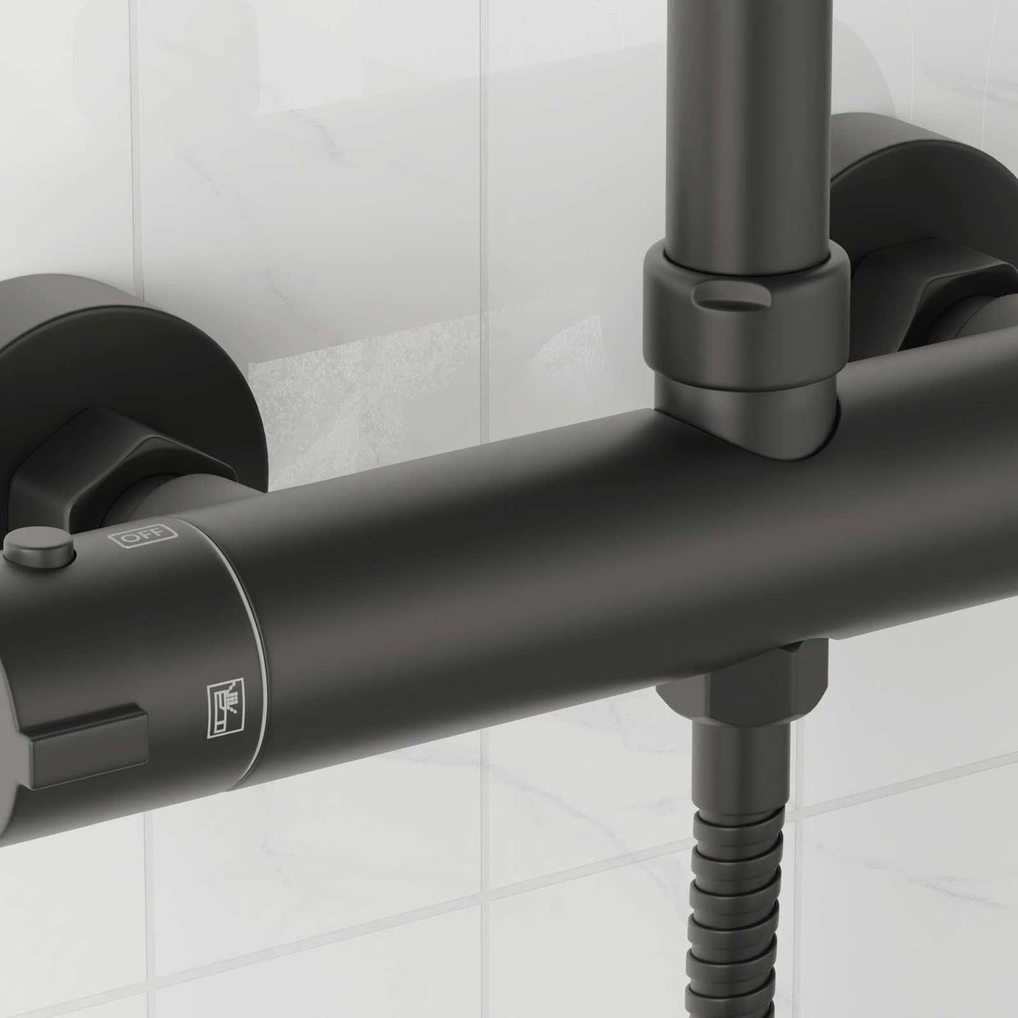 Thermostatische douchemixer RVS 201 27 x 8 x 6 cm Zwart