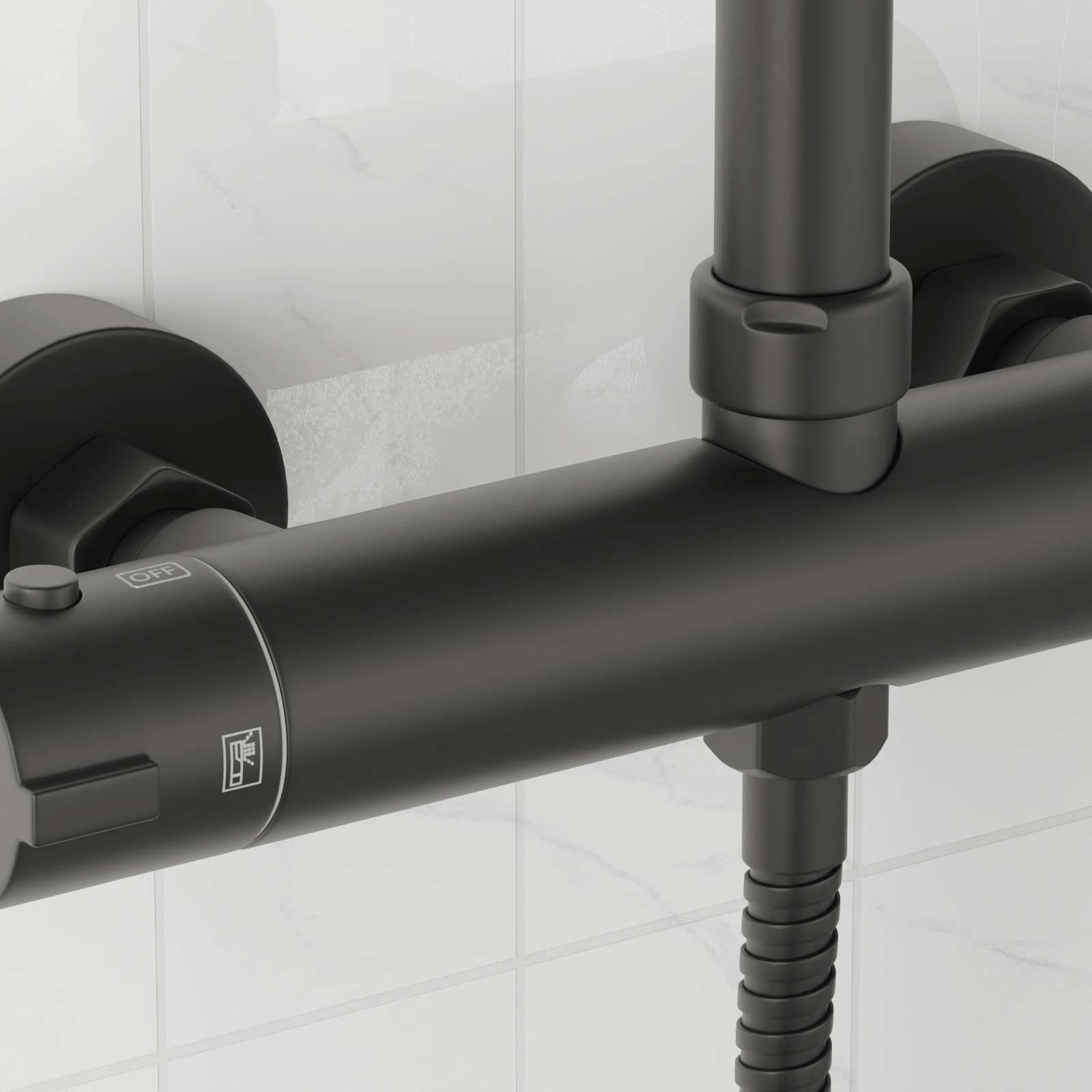 Thermostatische douchemixer RVS 201 27 x 8 x 6 cm Zwart