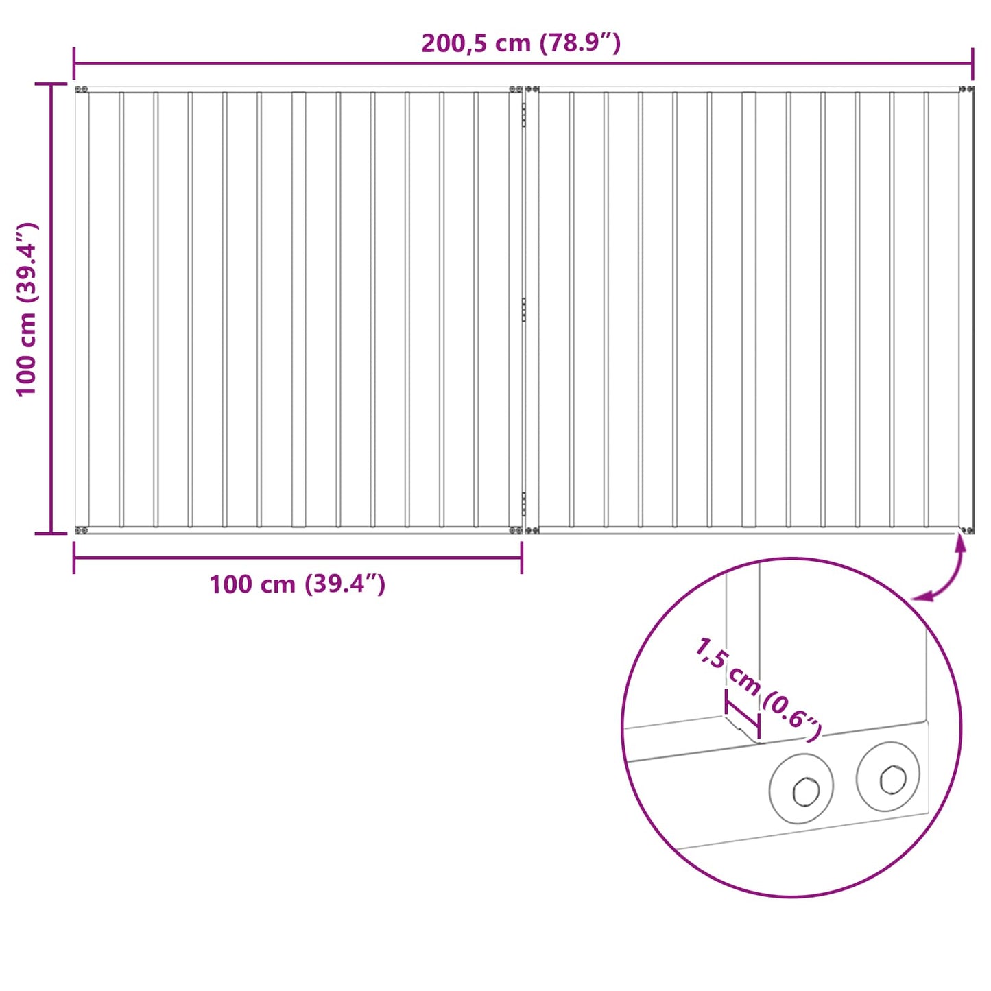 Hondenhek 2 st Zwart 100 x 100 cm Gegalvaniseerd staal