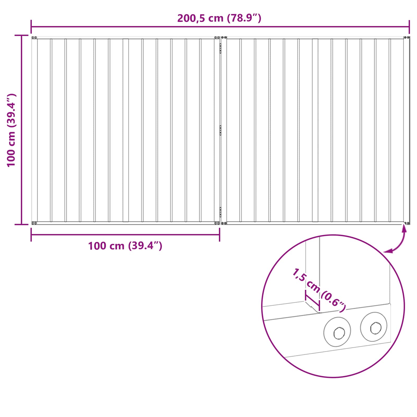 Hondenhek 2 st Zwart 100 x 100 cm Gegalvaniseerd staal