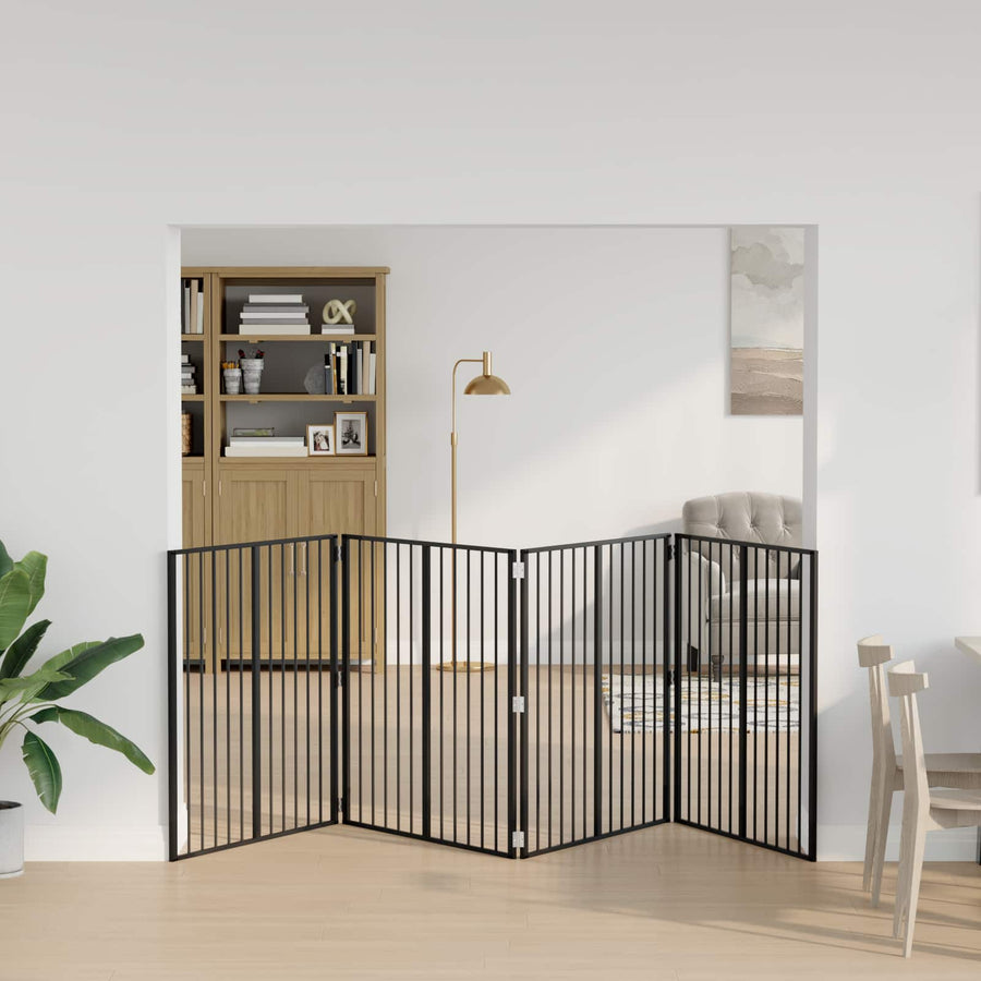 Hondenhek 4 pcs Zwart 100 x 100 cm Gegalvaniseerd staal