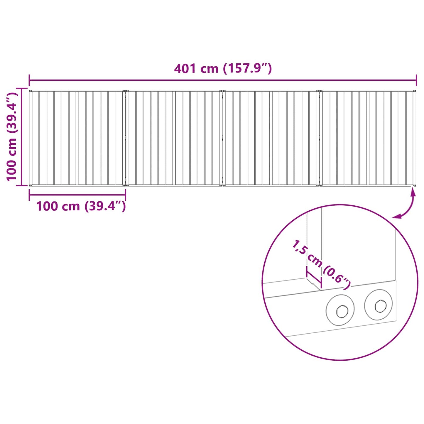 Hondenhek 4 pcs Zwart 100 x 100 cm Gegalvaniseerd staal