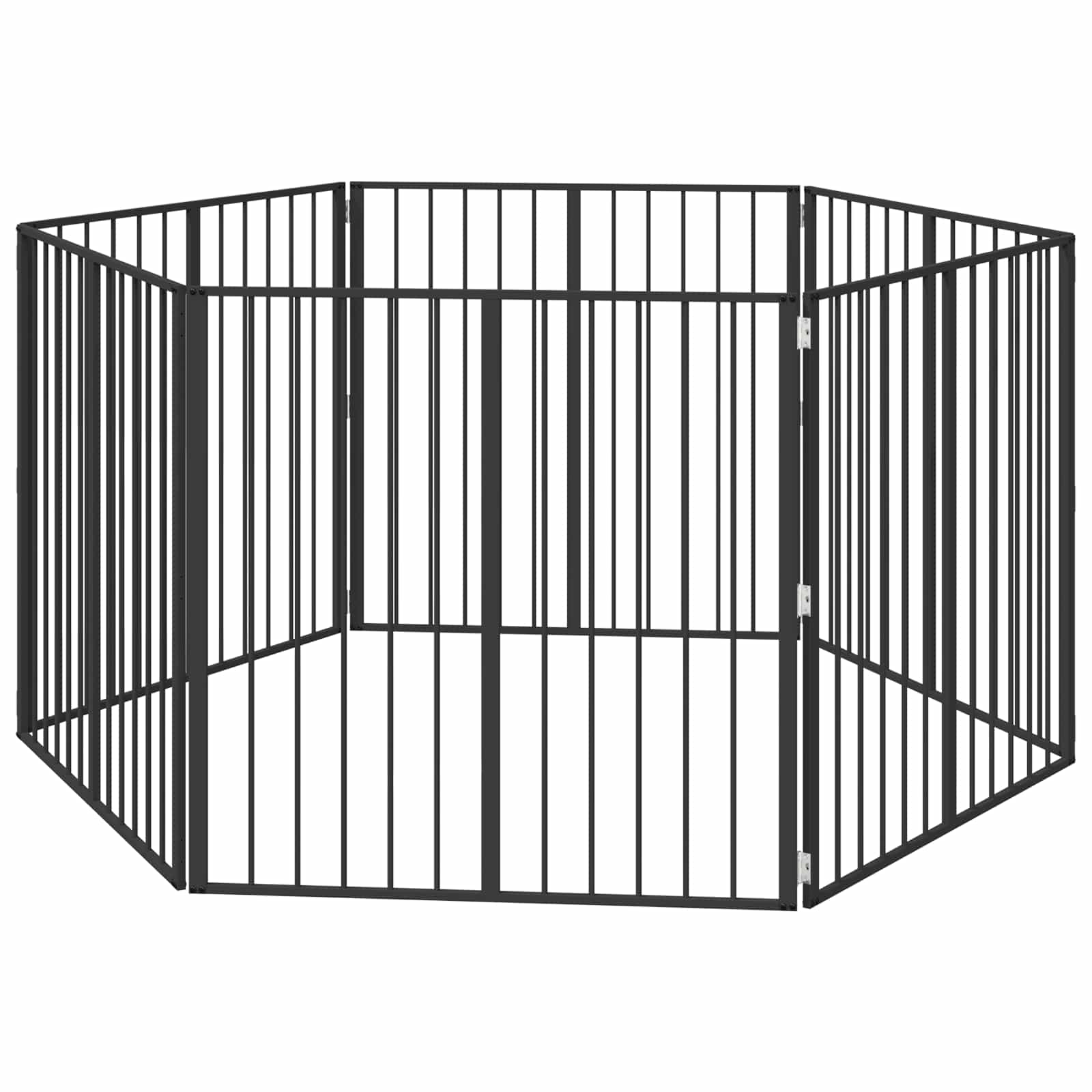 Hondenhek 6 pcs Zwart 100 x 100 cm Gegalvaniseerd staal