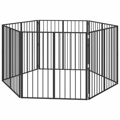 Hondenhek 6 pcs Zwart 100 x 100 cm Gegalvaniseerd staal