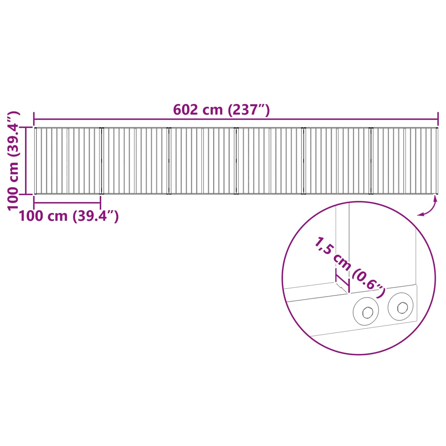 Hondenhek 6 pcs Zwart 100 x 100 cm Gegalvaniseerd staal