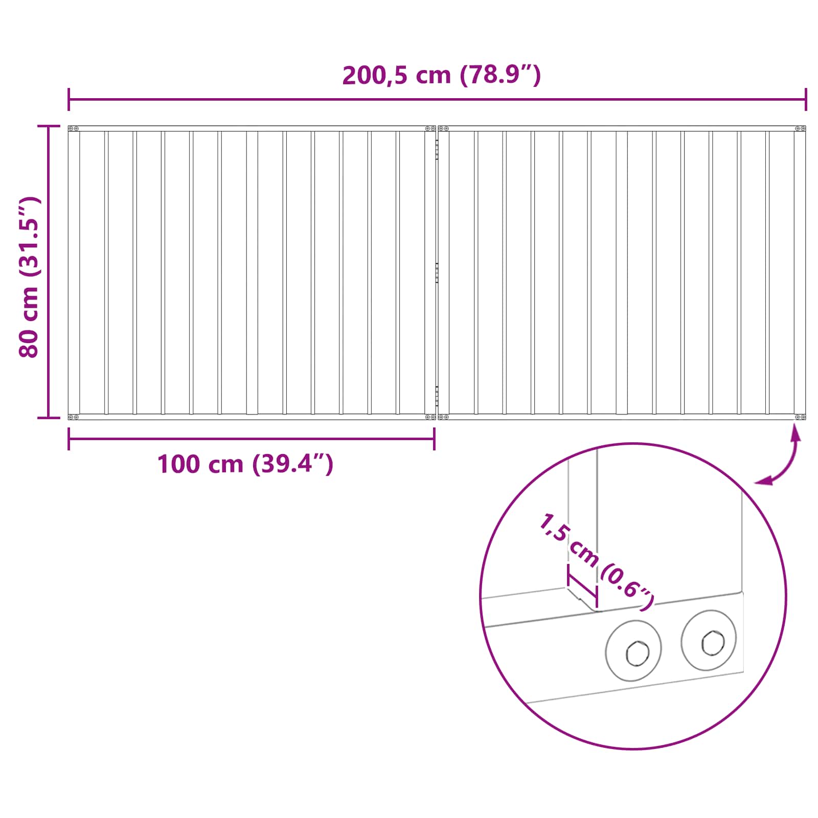 Hondenhek 2 pcs Zwart 100 x 80 cm Gegalvaniseerd staal