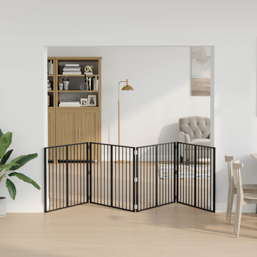 Hondenhek 4 pcs Zwart 100 x 80 cm Gegalvaniseerd staal