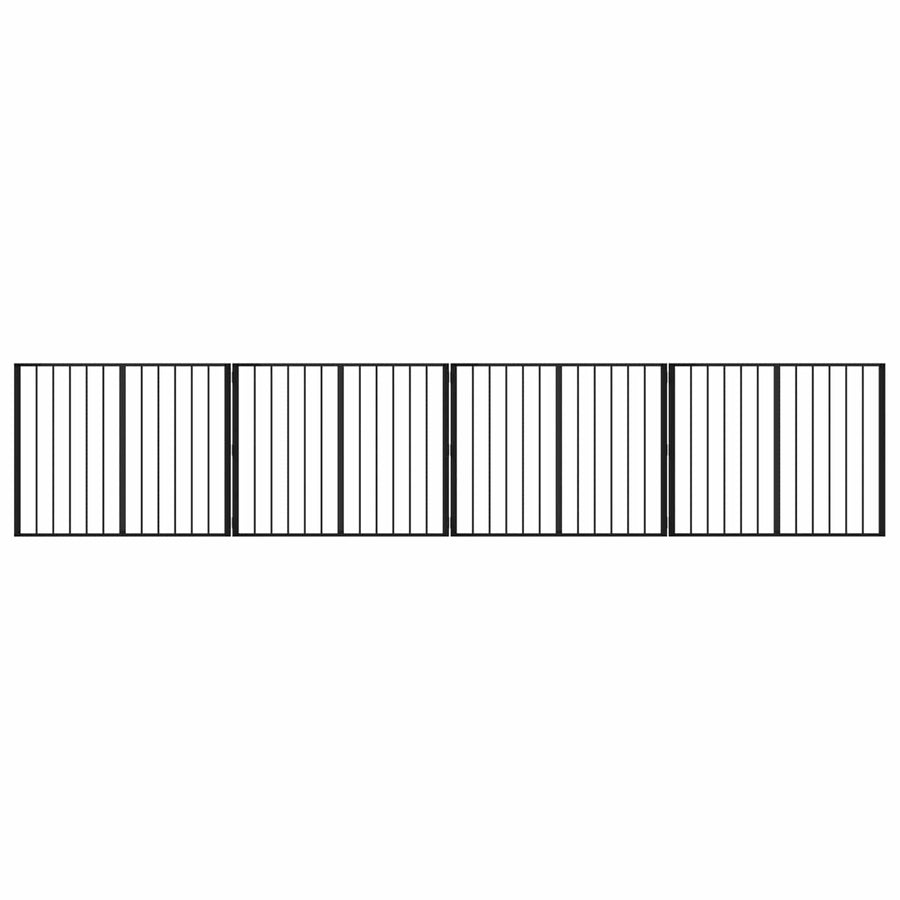 Hondenhek 4 pcs Zwart 100 x 80 cm Gegalvaniseerd staal