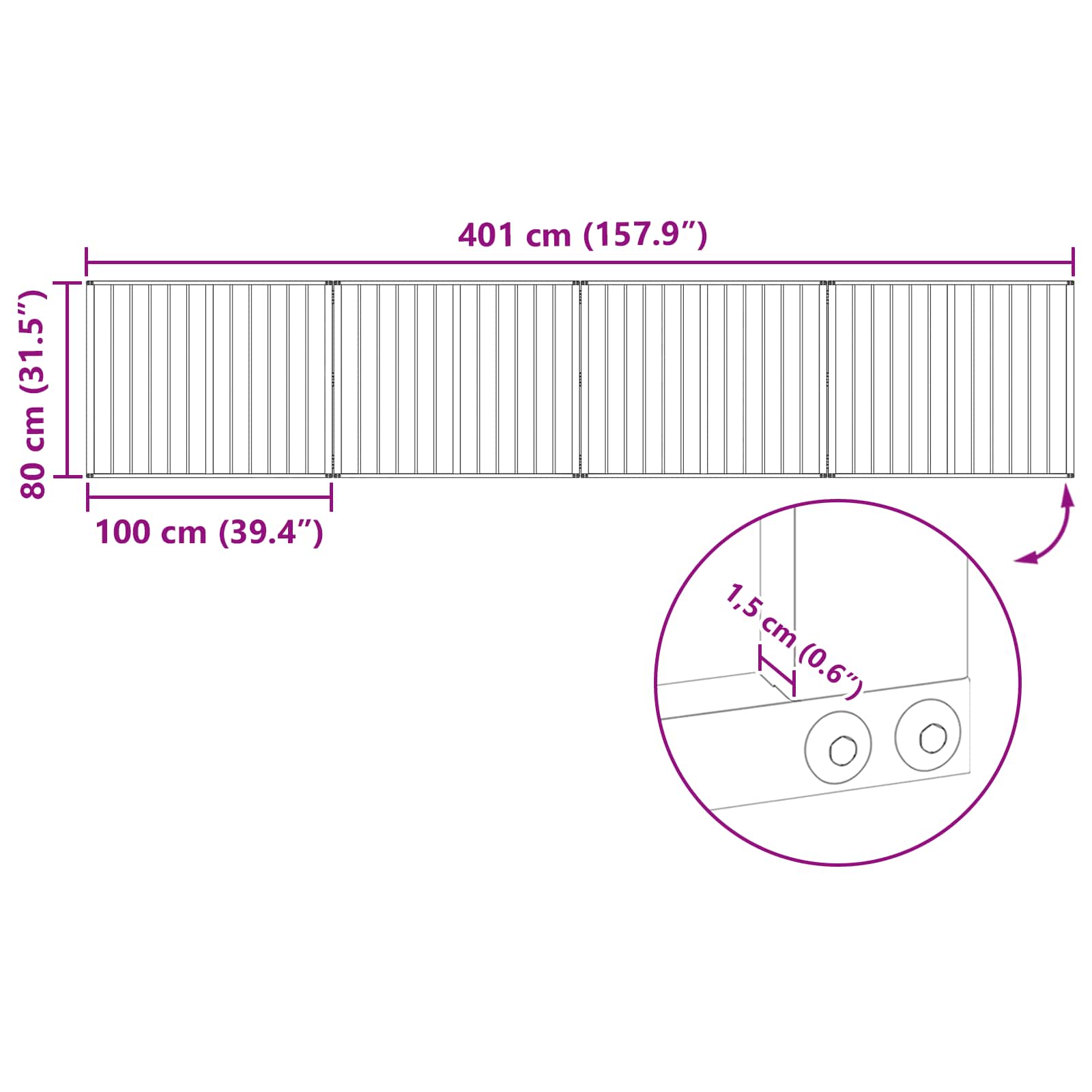 Hondenhek 4 pcs Zwart 100 x 80 cm Gegalvaniseerd staal