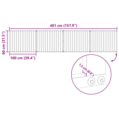 Hondenhek 4 pcs Zwart 100 x 80 cm Gegalvaniseerd staal