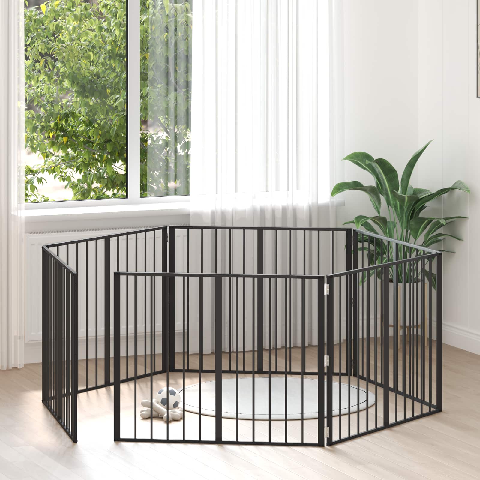 Hondenhek 6 pcs Zwart 100 x 80 cm Gegalvaniseerd staal