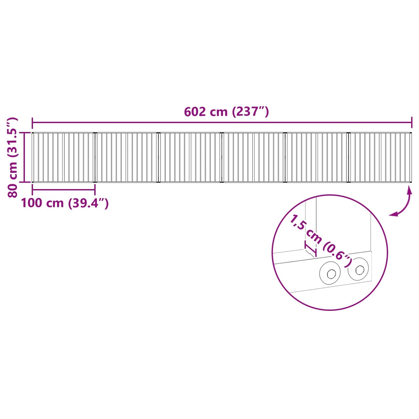 Hondenhek 6 pcs Zwart 100 x 80 cm Gegalvaniseerd staal