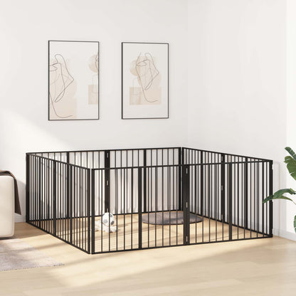 Hondenhek 8 pcs Zwart 100 x 80 cm Gegalvaniseerd staal