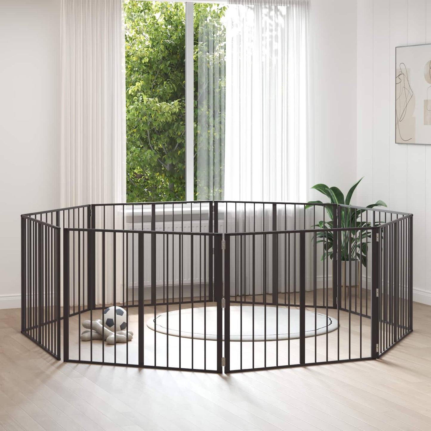Hondenhek 8 pcs Zwart 100 x 80 cm Gegalvaniseerd staal