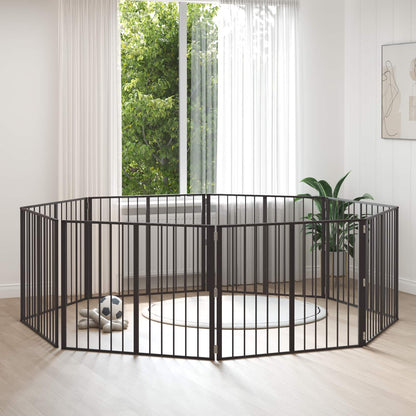 Hondenhek 8 pcs Zwart 100 x 80 cm Gegalvaniseerd staal