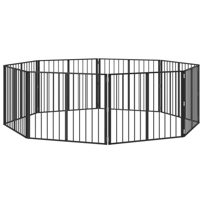 Hondenhek 8 pcs Zwart 100 x 80 cm Gegalvaniseerd staal
