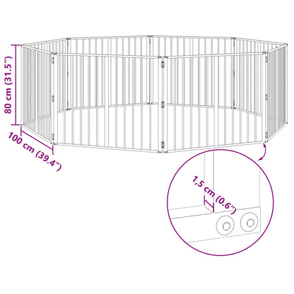 Hondenhek 8 pcs Zwart 100 x 80 cm Gegalvaniseerd staal