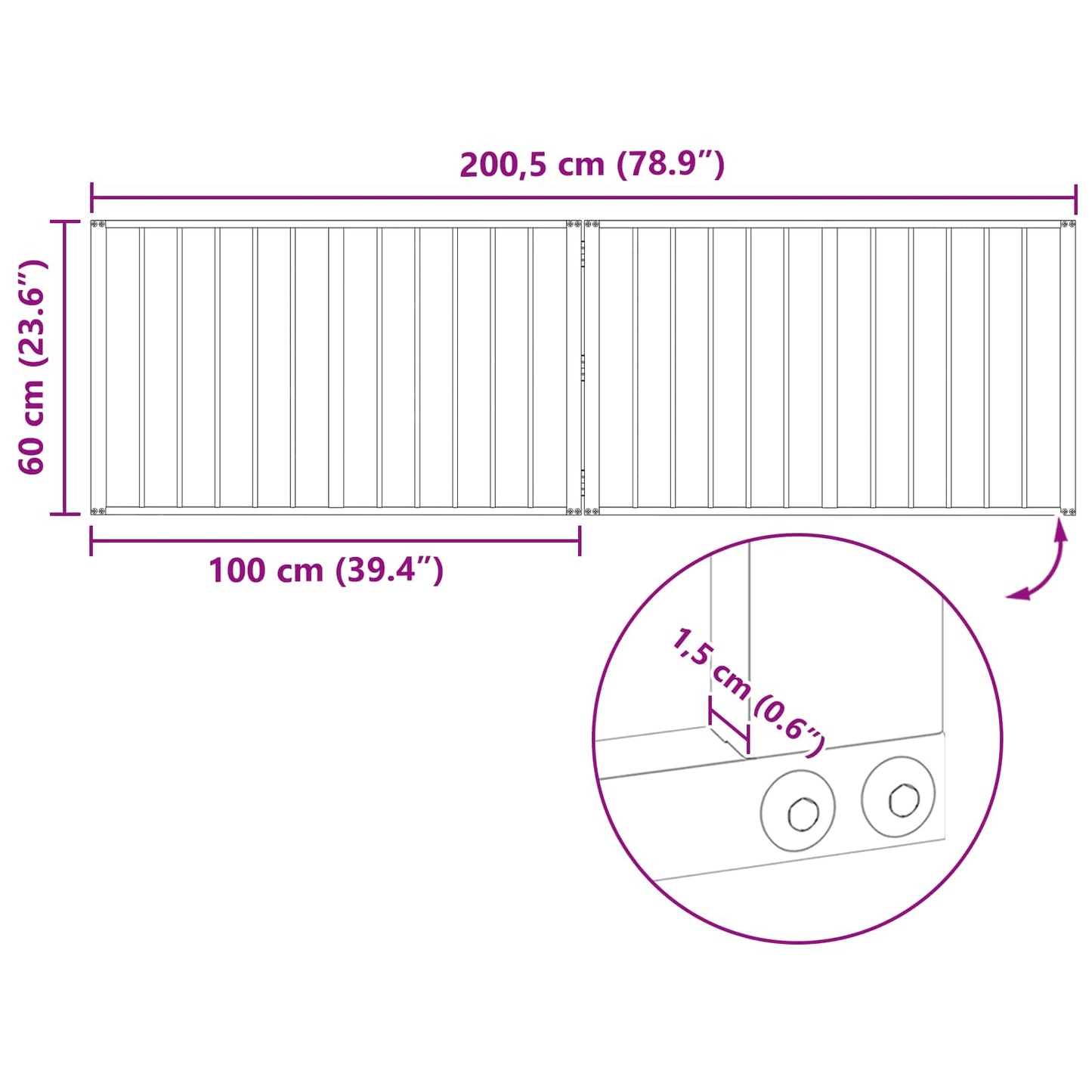 Hondenhek 2 pcs Zwart 100 x 60 cm Gegalvaniseerd staal