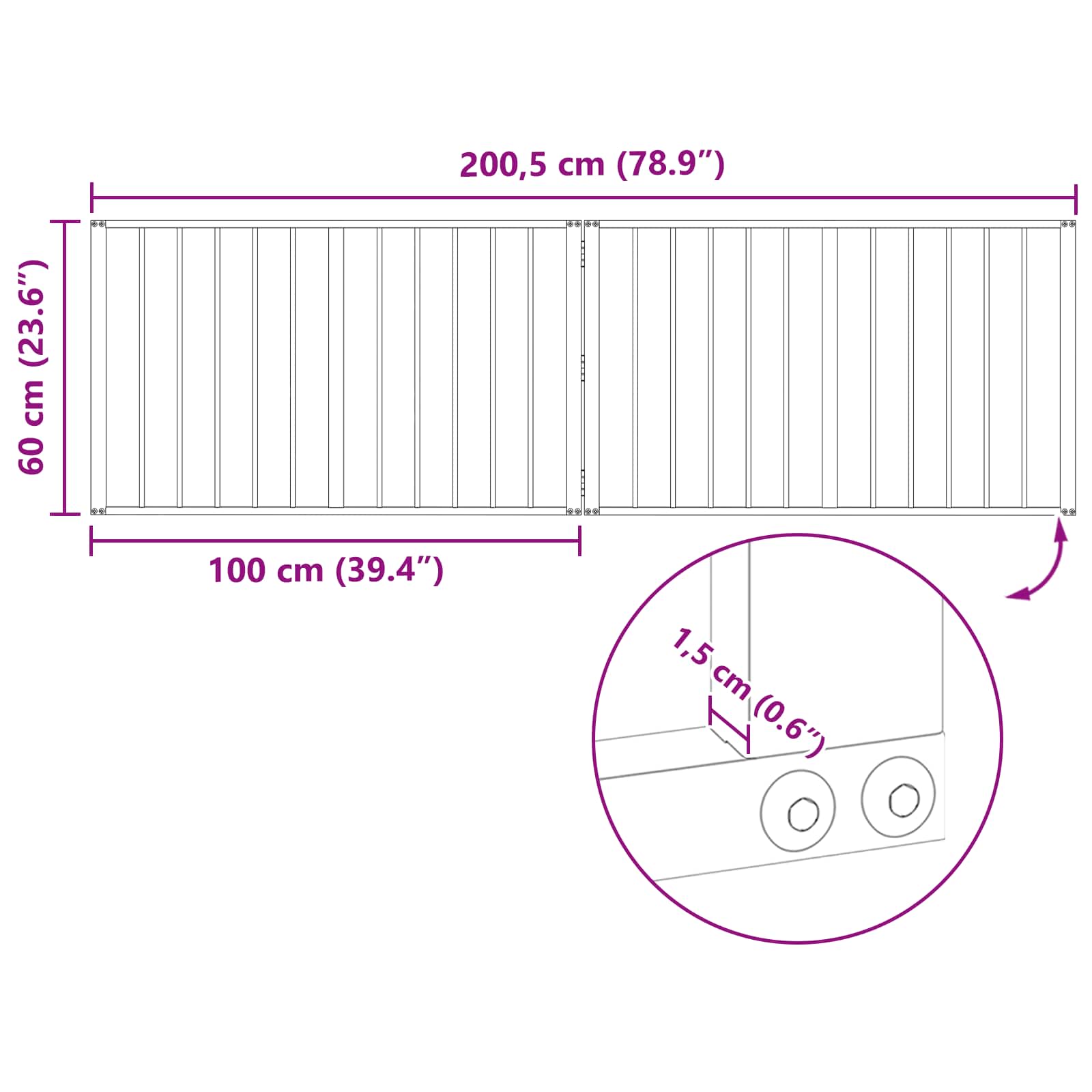 Hondenhek 2 pcs Zwart 100 x 60 cm Gegalvaniseerd staal