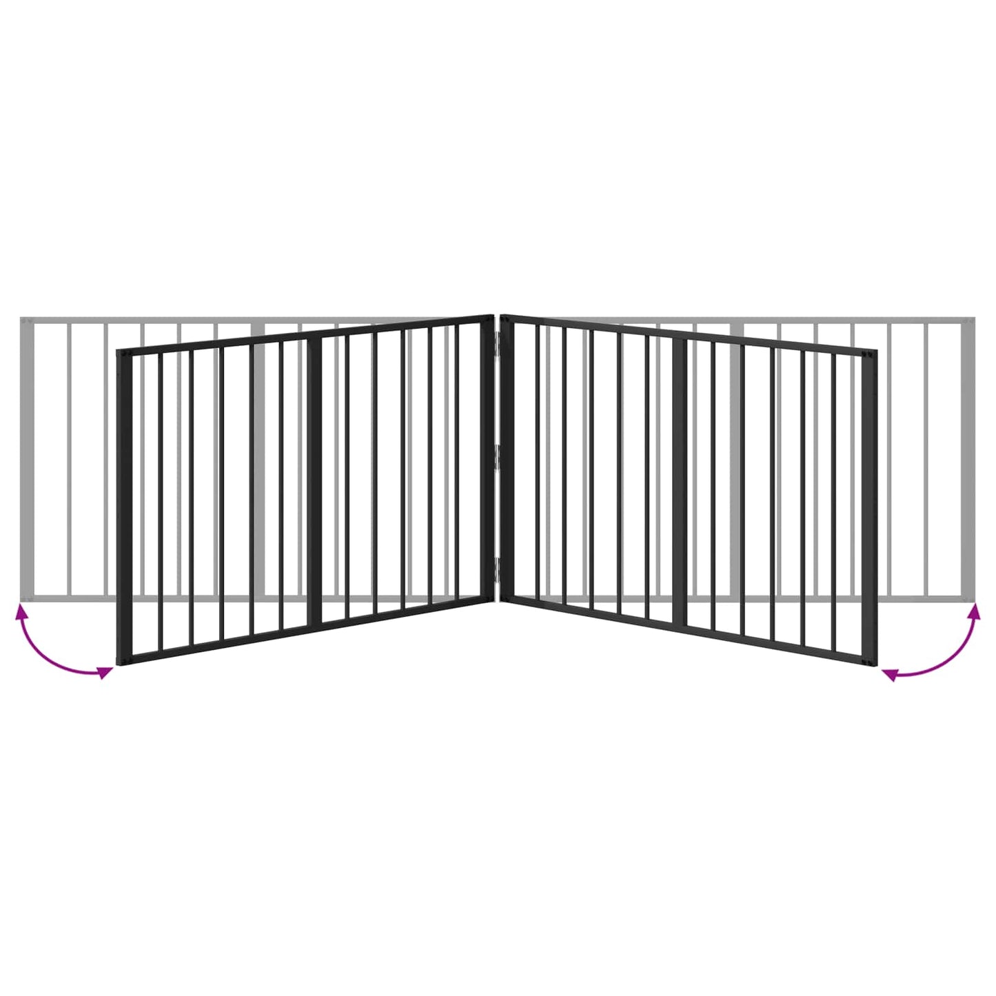 Hondenhek 4 pcs Zwart 100 x 60 cm Gegalvaniseerd staal