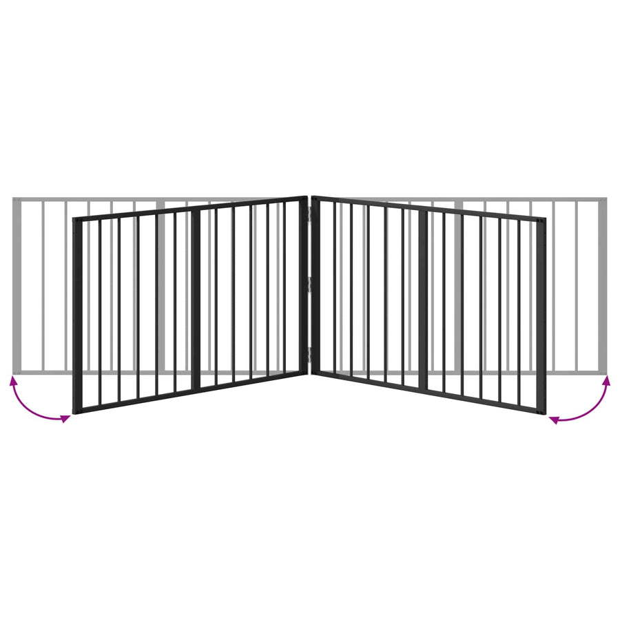 Hondenhek 4 pcs Zwart 100 x 60 cm Gegalvaniseerd staal