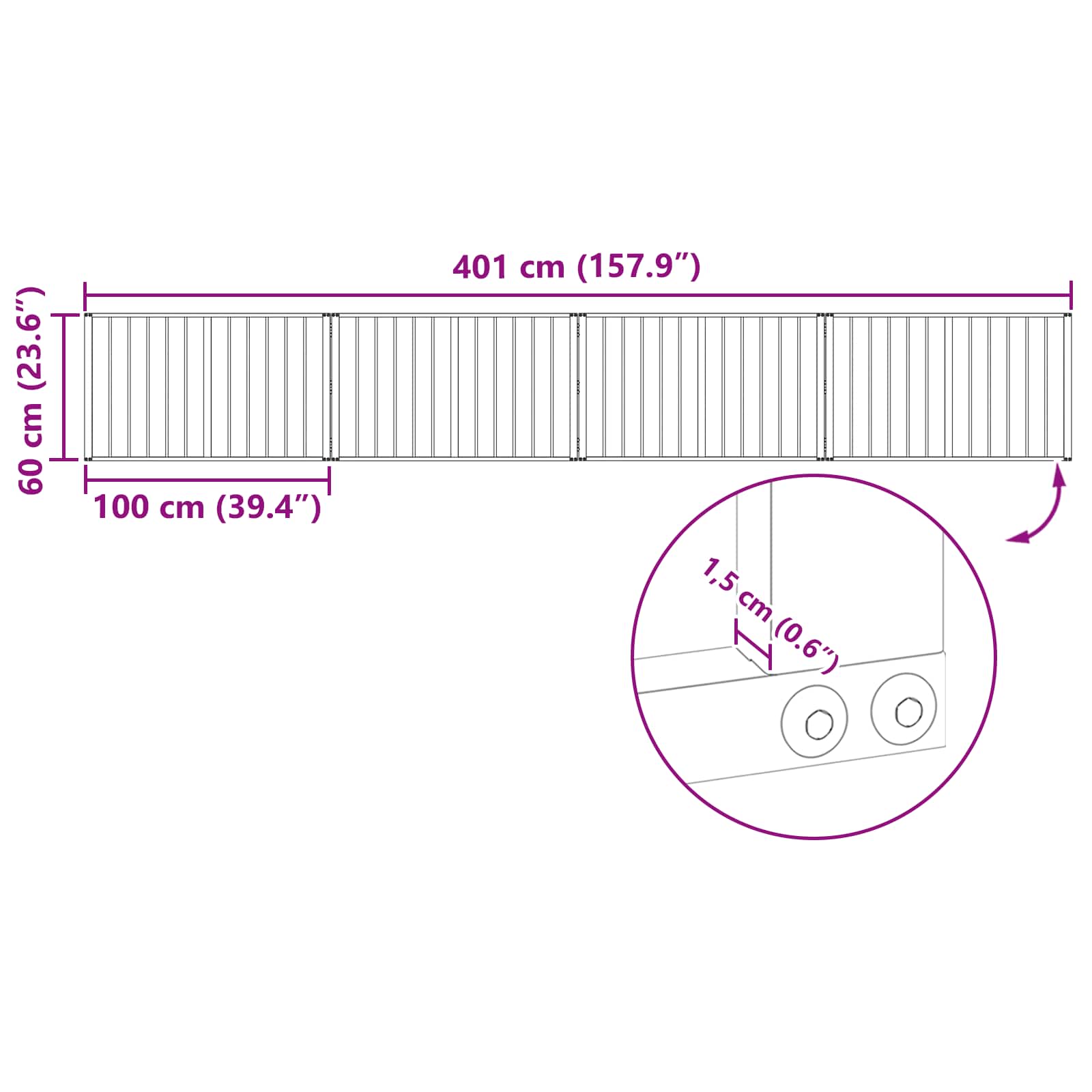 Hondenhek 4 pcs Zwart 100 x 60 cm Gegalvaniseerd staal