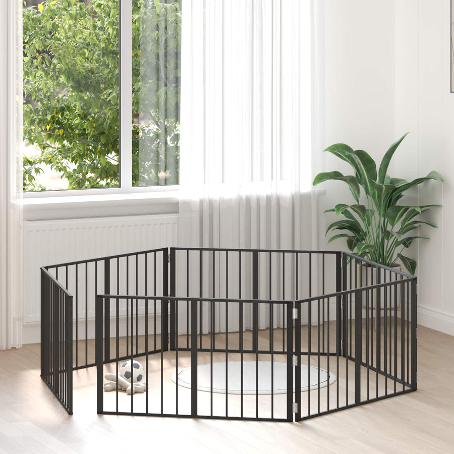 Hondenhek 6 pcs Zwart 100 x 60 cm Gegalvaniseerd staal