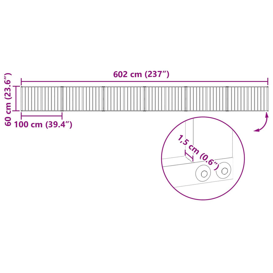 Hondenhek 6 pcs Zwart 100 x 60 cm Gegalvaniseerd staal