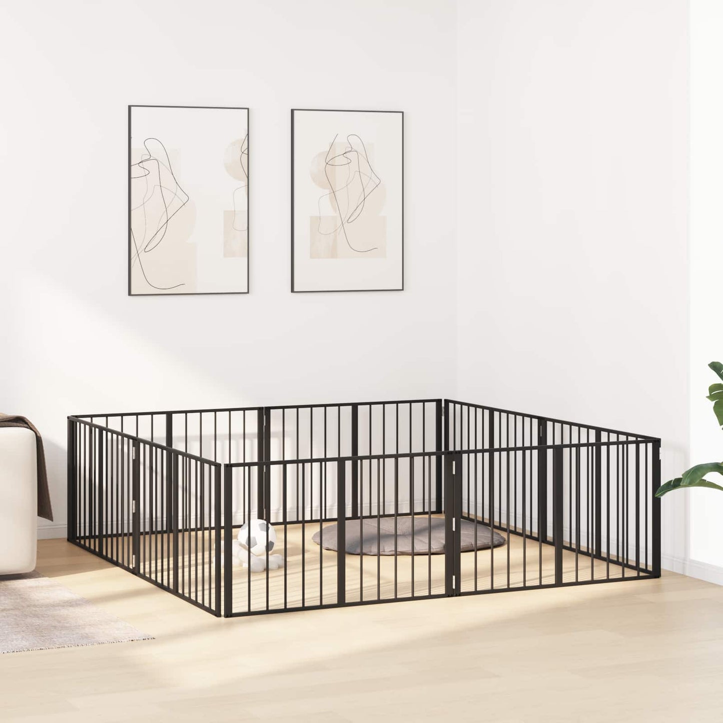 Hondenhek 8 pcs Zwart 100 x 60 cm Gegalvaniseerd staal