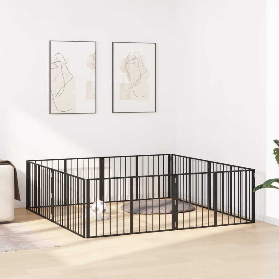 Hondenhek 8 pcs Zwart 100 x 60 cm Gegalvaniseerd staal