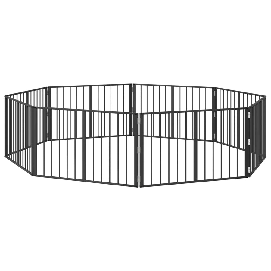 Hondenhek 8 pcs Zwart 100 x 60 cm Gegalvaniseerd staal