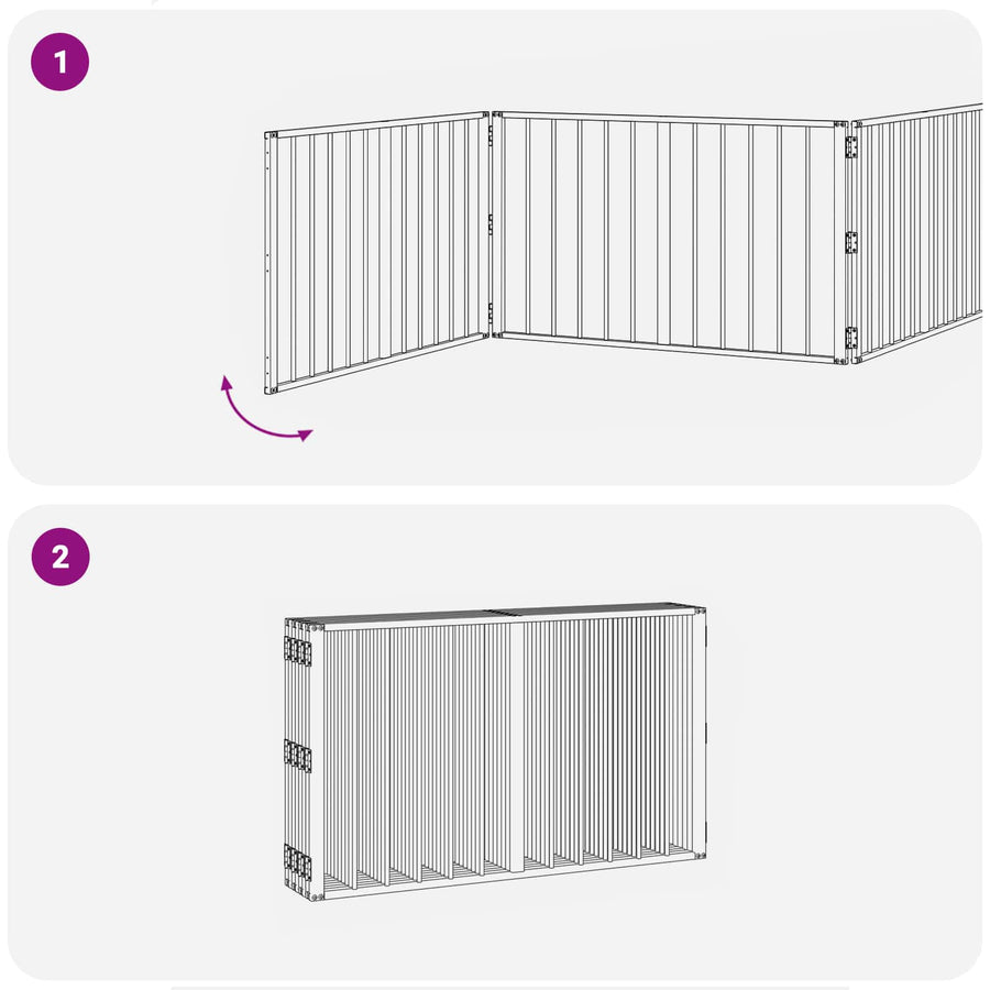 Hondenhek 8 pcs Zwart 100 x 60 cm Gegalvaniseerd staal