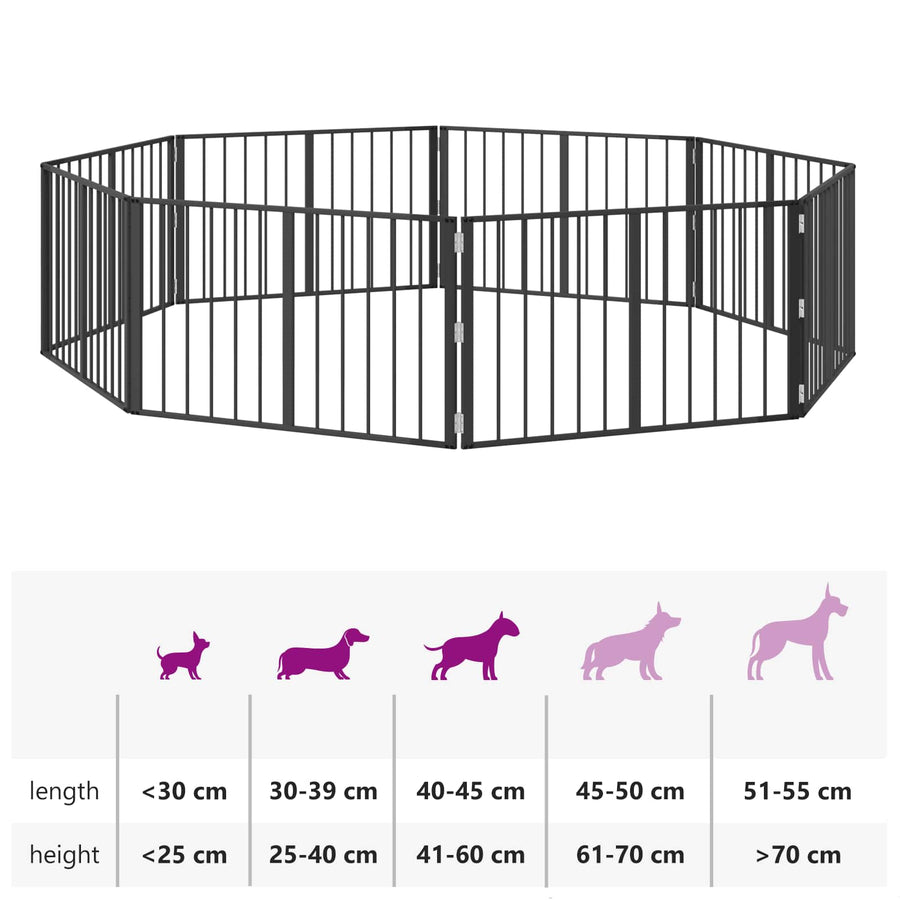 Hondenhek 8 pcs Zwart 100 x 60 cm Gegalvaniseerd staal