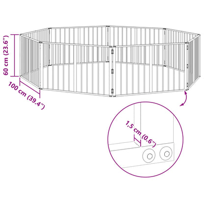 Hondenhek 8 pcs Zwart 100 x 60 cm Gegalvaniseerd staal