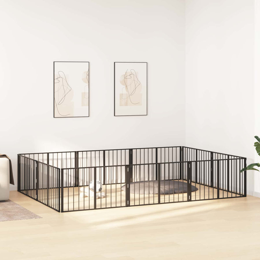 Hondenhek 10 pcs Zwart 100 x 60 cm Gegalvaniseerd staal