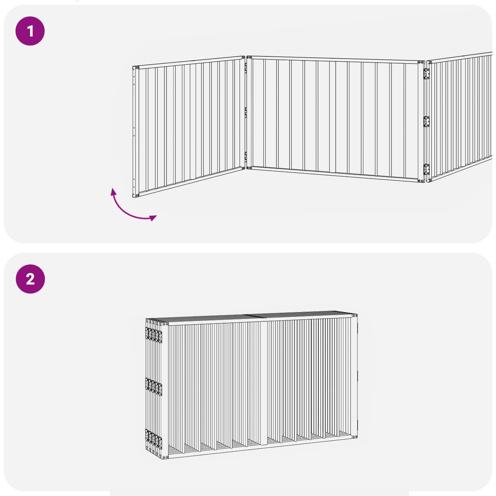 Hondenhek 10 pcs Zwart 100 x 60 cm Gegalvaniseerd staal