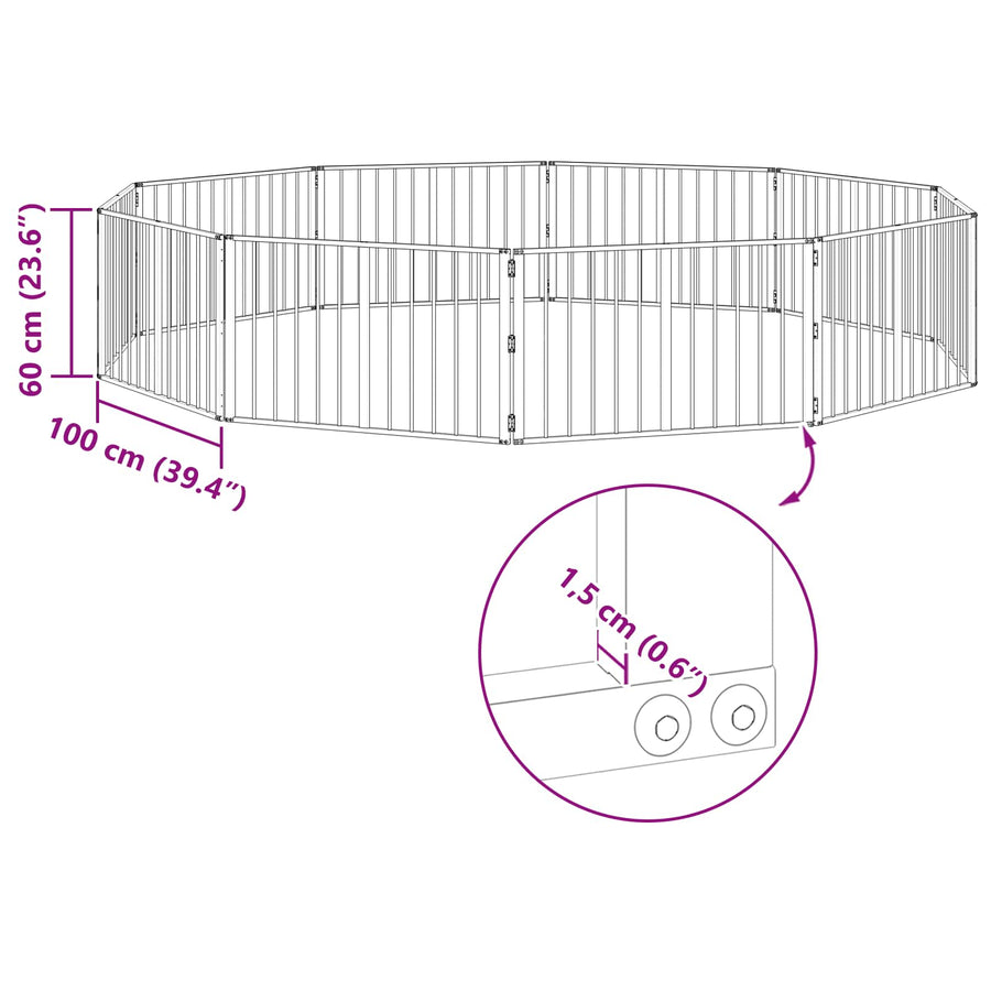 Hondenhek 10 pcs Zwart 100 x 60 cm Gegalvaniseerd staal