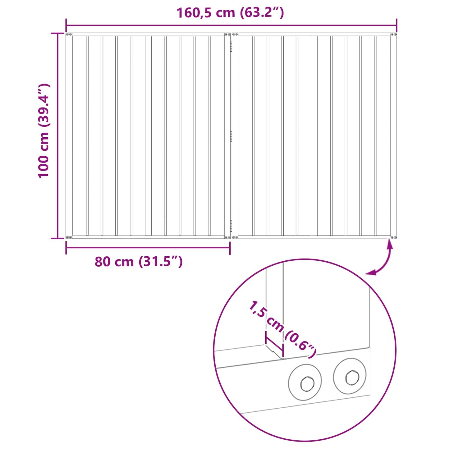 Hondenhek 2 pcs Zwart 80 x 100 cm Gegalvaniseerd staal
