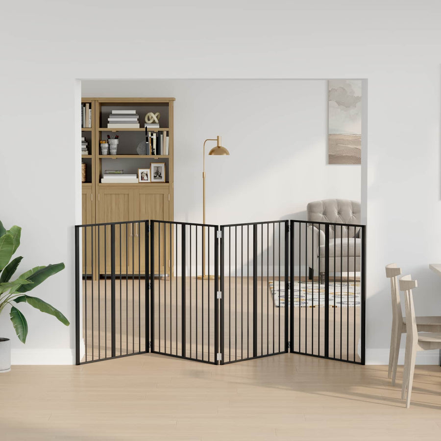 Hondenhek 4 pcs Zwart 80 x 100 cm Gegalvaniseerd staal