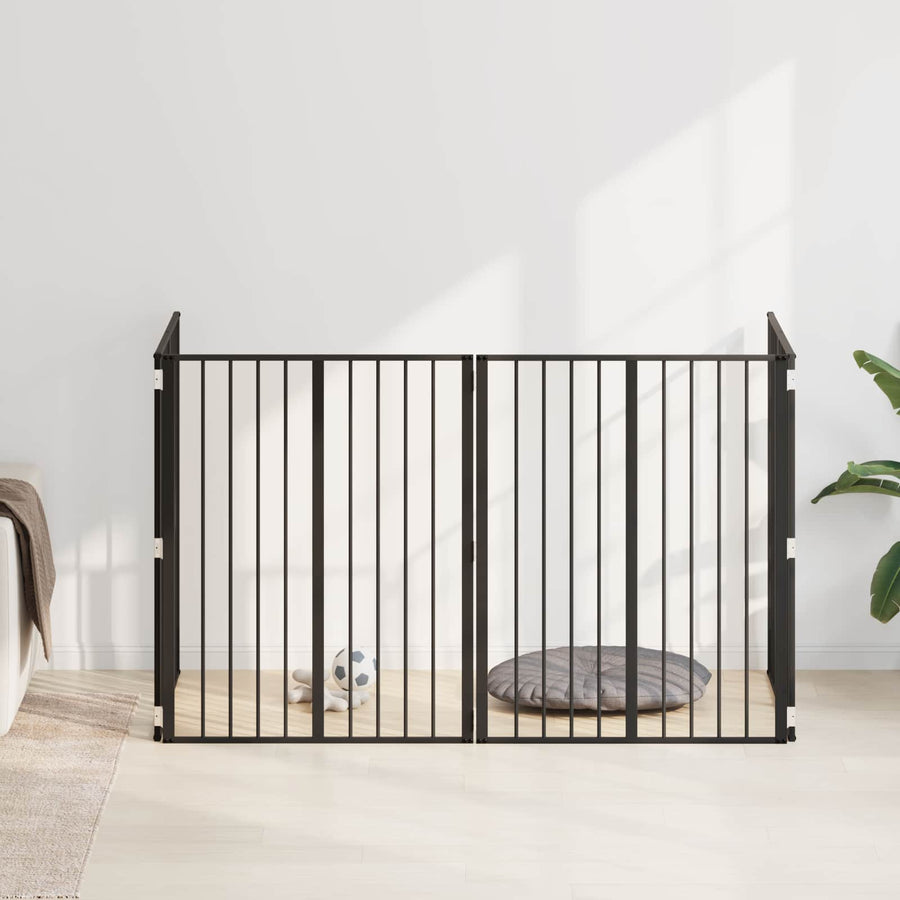 Hondenhek 4 pcs Zwart 80 x 100 cm Gegalvaniseerd staal