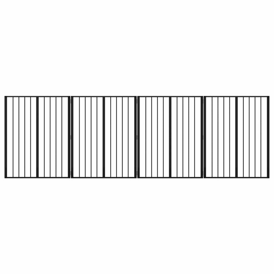 Hondenhek 4 pcs Zwart 80 x 100 cm Gegalvaniseerd staal